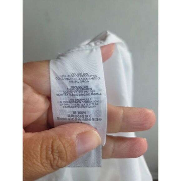 Thomas Mason for J.Crew Women White 100% Cotton V-Neck Pop Over Blouse size 2 - Picture 6 of 6